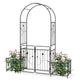 Lucktree Garden Arch with Planter - 87 inch Metal Garden Arbor with Gate