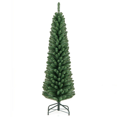 Lucktree 5ft / 6ft / 7ft / 8ft Artificial Skinny Xmas Tree with Quick Shape Technology