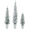 Lucktree Set of 3 Artificial Christmas Tree, 3' 4' 5' Slim Pencil Xmas Tree with Silver Metal Buckets