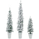 Lucktree Set of 3 Artificial Christmas Tree, 3' 4' 5' Slim Pencil Xmas Tree with Silver Metal Buckets