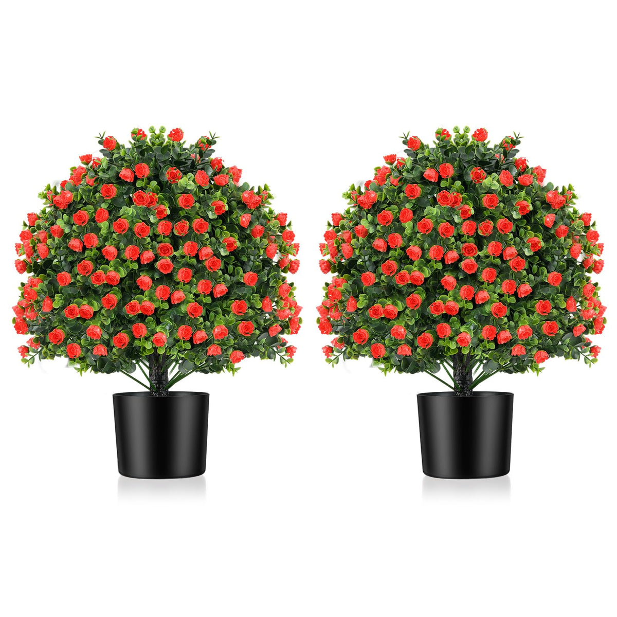 Lucktree 21.5’’ Artificial Rose Topiary Ball Tree for Indoor Outdoor
