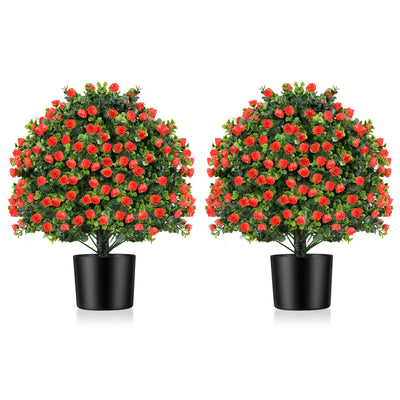 Lucktree 21.5’’ Artificial Rose Topiary Ball Tree for Indoor Outdoor