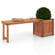 Lucktree Outdoor Bench with Raised Garden Bed, Wood Seat with Teak Oil Finish, Planter Box with Open-Ended Base