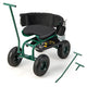 Lucktree Garden Cart, Rolling Workseat with 4 Wheels, Tool Tray, Removable Cushion, Storage Basket