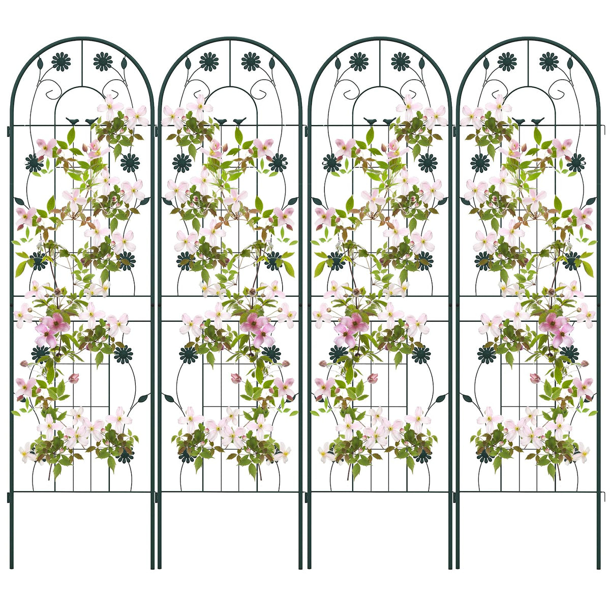 Lucktree Garden Trellis, Tall Galvanized Steel Trellis for Climbing Plants