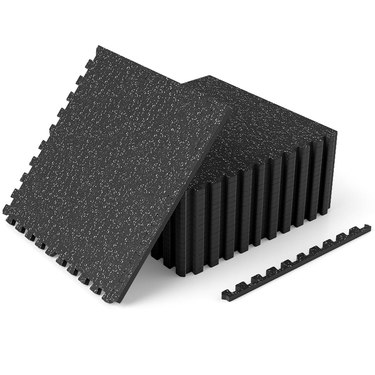 Lucktree 0.39" Thick Rubber Top Exercise Equipment Mats with Boarders