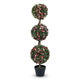 Lucktree 43.5" Faux Potted Floral Plant Artificial Triple Ball Rose Topiary Tree ( 1/2 pack )