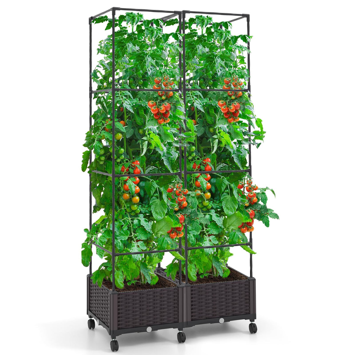 Lucktree Raised Garden Bed with Tomato Cages, 67” Adjustable Height