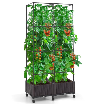 Lucktree Raised Garden Bed with Tomato Cages, 67” Adjustable Height