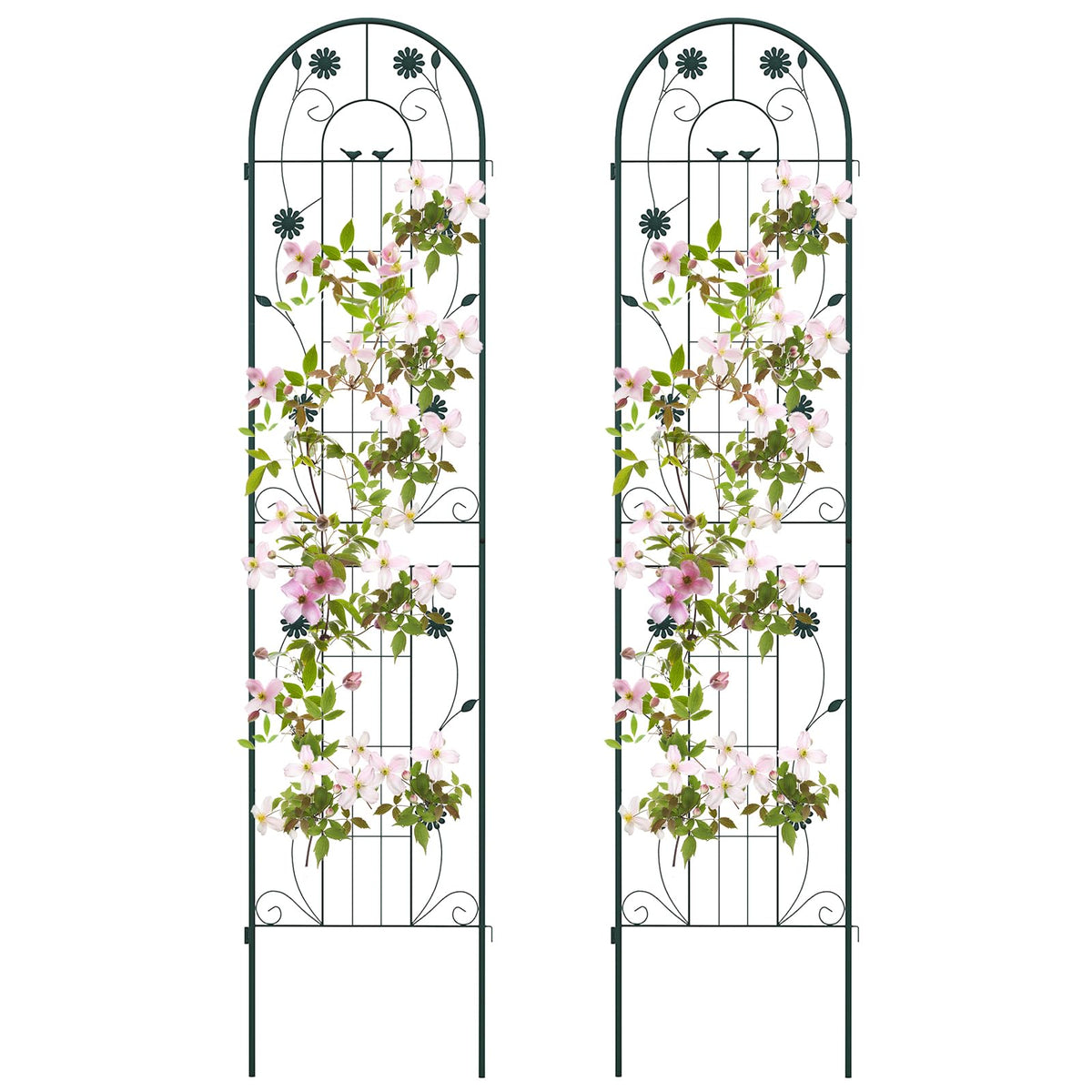 Lucktree Garden Trellis, Tall Galvanized Steel Trellis for Climbing Plants