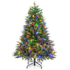 Lucktree Pre-Lit Artificial Christmas Tree, Hinged Xmas Tree with Warm-White & Multi-Color LED Lights