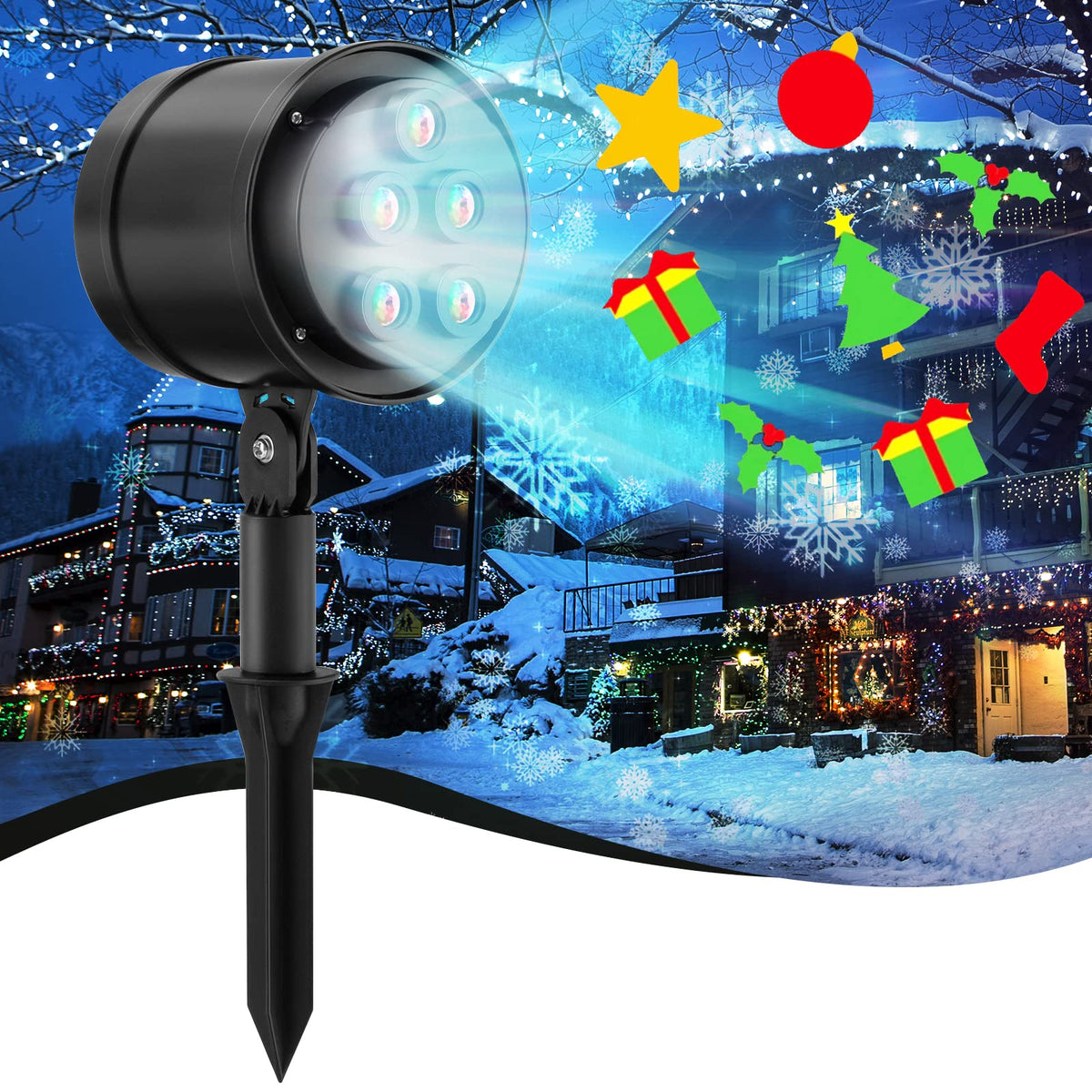 Lucktree Christmas Projector Lights Rotating Projection Lamp with 65° Adjustable Angle
