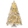 Lucktree 7ft Pre-Lit Snow Flocked Christmas Tree, Artificial Hinged Full Xmas Tree with 743 PVC & Pine Needles