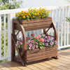 Lucktree Wooden Wagon Planter Box for Patio Garden Balcony
