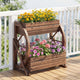 Lucktree Wooden Wagon Planter Box for Patio Garden Balcony