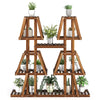 Lucktree Wood Plant Stand, 5-Tier 10 Potted Trapezoid Plant Holder Rack for Multiple Plants