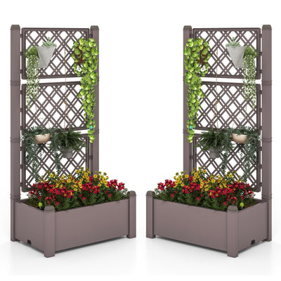 Lucktree Raised Garden Bed with Trellis 59”, Self-Watering Planter Box with Water Level Indicator & Removable Space Dividers