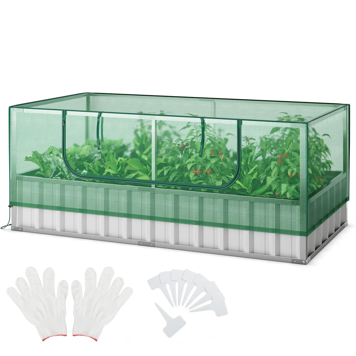 Lucktree 69”x36”x28” Raised Garden Bed with Cover, 16.5 Cu.Ft Galvanized Steel Planter Box Kit