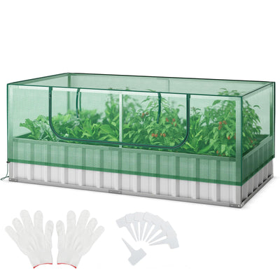 Lucktree 69”x36”x28” Raised Garden Bed with Cover, 16.5 Cu.Ft Galvanized Steel Planter Box Kit