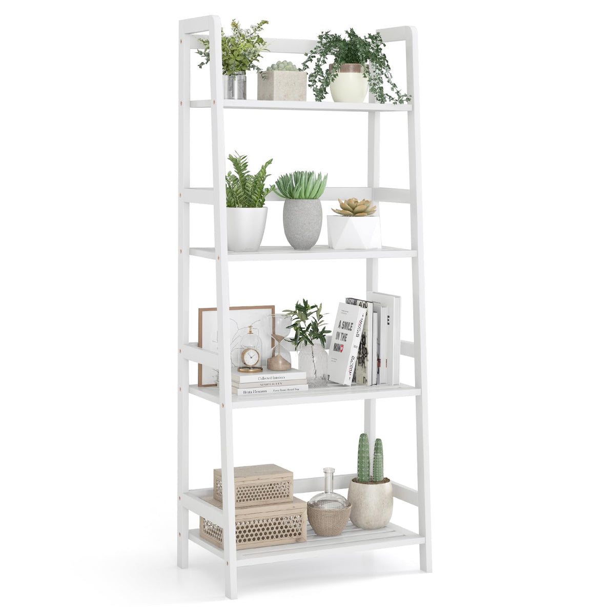 Lucktree 4-Tier Bamboo Plant Stand Flower Pots Holder Display Shelf, 47.5"