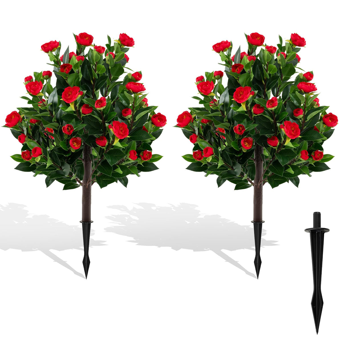 Lucktree 31 Inches Artificial Camellia Tree Set 2 Pack Fake Flower Trees
