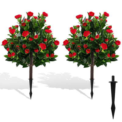 Lucktree 31 Inches Artificial Camellia Tree Set 2 Pack Fake Flower Trees