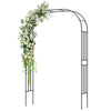 Lucktree Garden Arch Trellis, 60''W x 95''H Metal Arbor with Corrugated PE-Coated Steel Tubes for Climbing Plants Roses Ivy