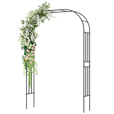 Lucktree Garden Arch Trellis, 60''W x 95''H Metal Arbor with Corrugated PE-Coated Steel Tubes for Climbing Plants Roses Ivy