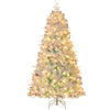 Lucktree 6FT / 7FT Hinged Lighted Xmas Tree with Snow Flocked Branch Tips & LED Lights