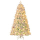 Lucktree 6FT / 7FT Hinged Lighted Xmas Tree with Snow Flocked Branch Tips & LED Lights