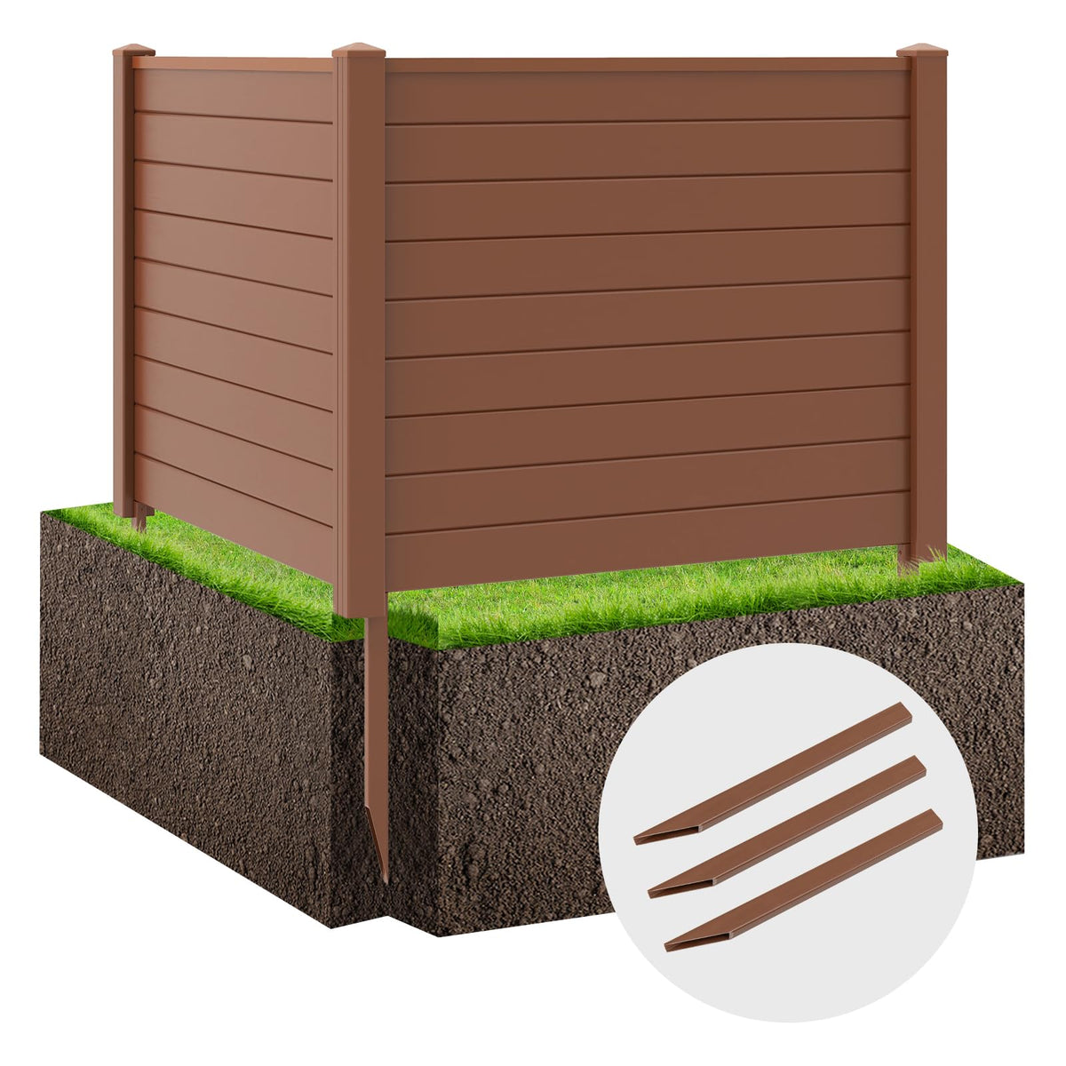 Lucktree Air Conditioner Fence 2/4 Panels - 48''W x 36''H Outdoor Privacy Screen Trash Can Enclosure with 3 Stakes