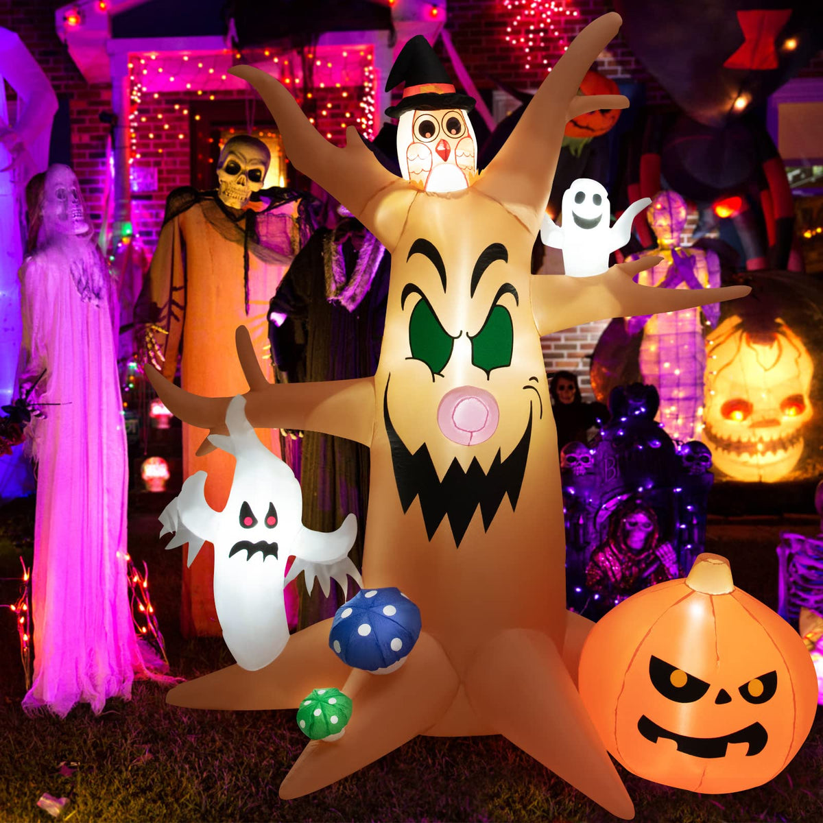 Lucktree Halloween Decorations, Halloween Inflatable Ghost With Led Lights