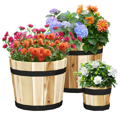 Lucktree Outdoor Acacia Wood Raised Garden Bed for Flower Vegetable Fruit