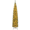 Lucktree 5ft Pre-Lit Pencil Christmas Tree, Artificial Slim Xmas Tree with 150 Warm-White LED Lights