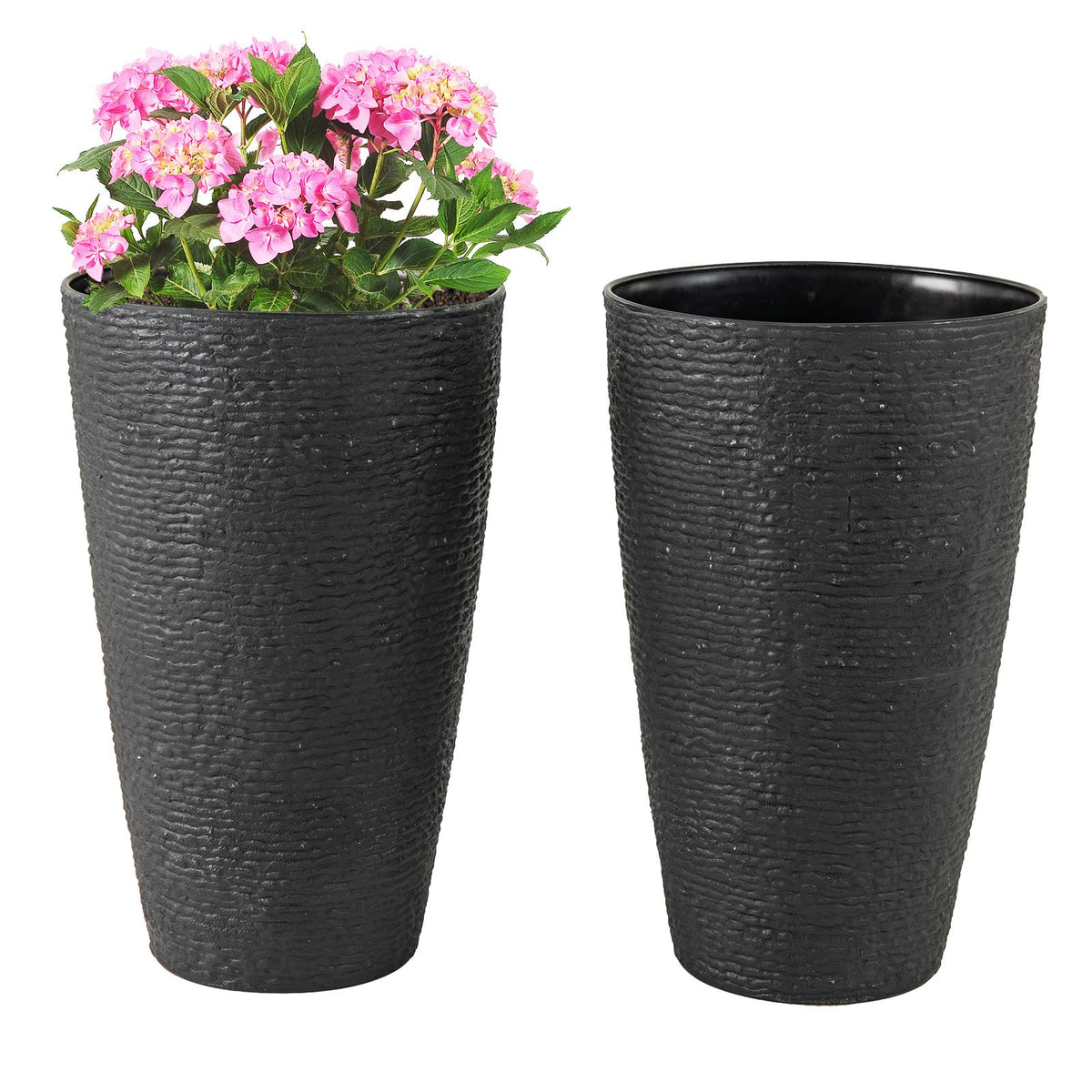 Lucktree 21” Tall Round Tapered All Weather Flower Pots Set of 2