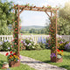Lucktree 87in Tall Wooden Garden Arbor with Planter Boxes & Hanging Roof