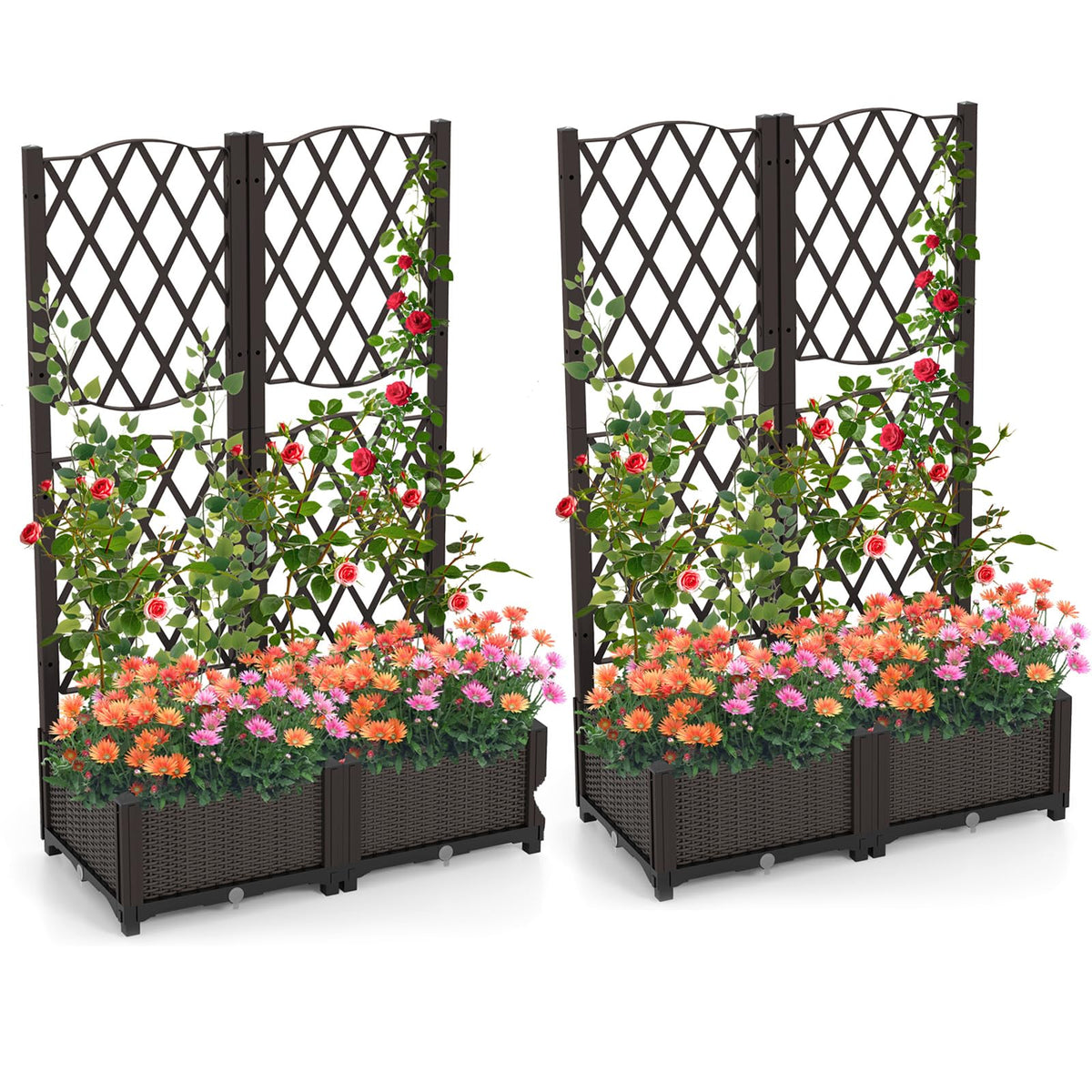 Lucktree 2 Pack Raised Garden Beds with Trellis