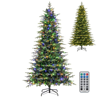 Lucktree 9ft Pre-Lit Artificial Christmas Tree with 1770 PVC & PE Tips, 560 Multicolored & Warm White LED Lights