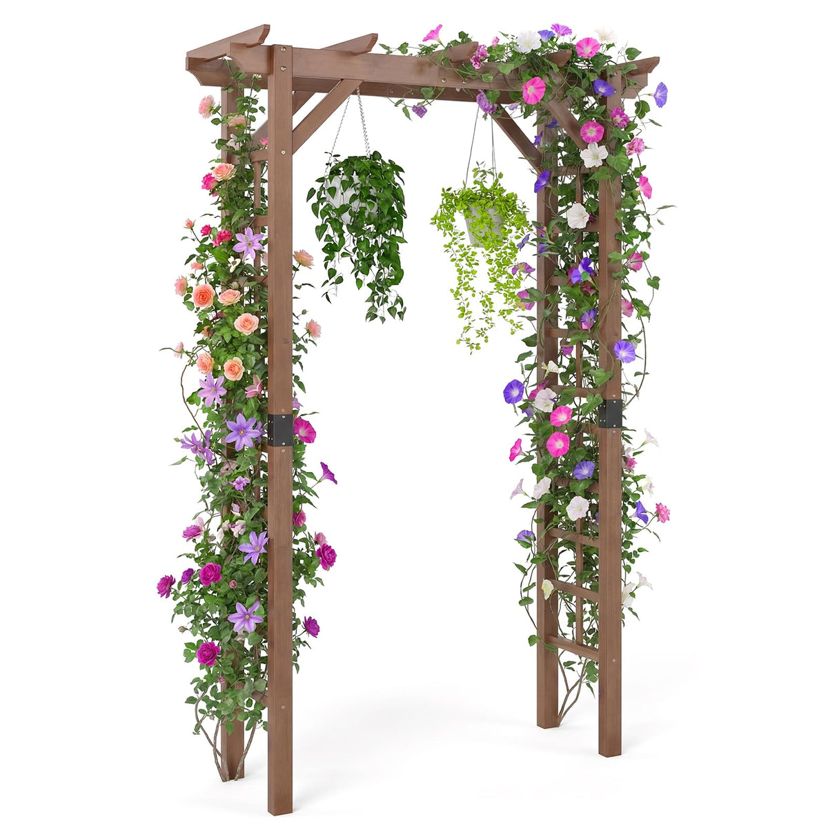 Lucktree 7FT Wood Garden Arbor Trellis for Ceremony Party
