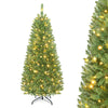 5/6/7 FT Pre-lit Pencil Christmas Tree, Artificial Slim Xmas Tree