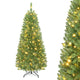 5/6/7 FT Pre-lit Pencil Christmas Tree, Artificial Slim Xmas Tree