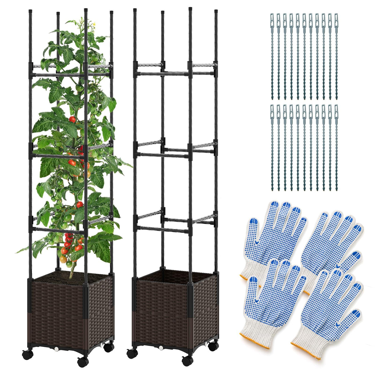Lucktree Raised Garden Bed Planter Box with Trellis