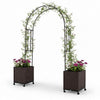 Lucktree Metal Garden Arch Trellis Arbor with 2 Self-Watering Planter Boxes