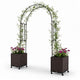 Lucktree Metal Garden Arch Trellis Arbor with 2 Self-Watering Planter Boxes
