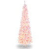 Lucktree 7ft Pre-Lit Pencil Christmas Tree, Snow Flocked Artificial Slim Tree with 800 Branch Tips - LucktreeUS