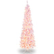 Lucktree 7ft Pre-Lit Pencil Christmas Tree, Snow Flocked Artificial Slim Tree with 800 Branch Tips - LucktreeUS