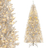 Lucktree 6ft Pre-lit Silver Pencil Christmas Tree, Artificial Tinsel Electroplated Tree, Decor for Home
