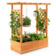 Lucktree Raised Garden Bed with Trellis, Wood Planter Box with Roof & Side Trellis, Drain Holes