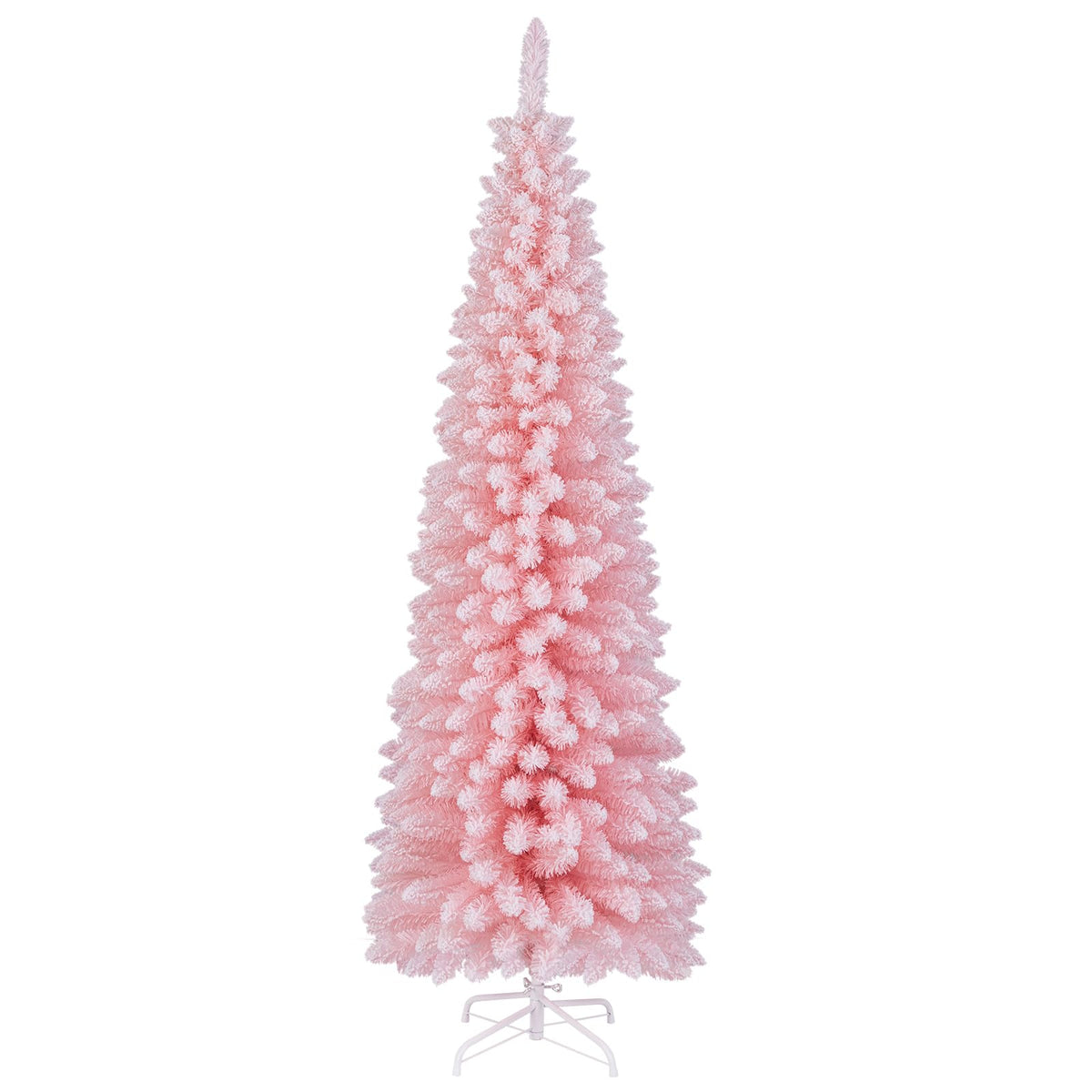 Lucktree 6ft Pink Slim Pencil Christmas Tree, Artificial Unlit Skinny Xmas Full Tree with 460 Branch Tips