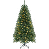 Lucktree 6ft Pre-Lit Christmas Tree, Artificial Hinged Xmas Tree with 200 Warm White LED Lights
